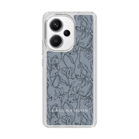 Slim Protection Case［ LAGUNAMOON - FlowerPattern - Dark blue ］