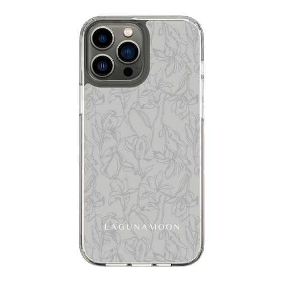 Slim Protection Case［ LAGUNAMOON - FlowerPattern - Grey ］
