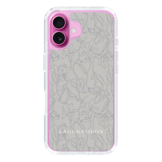 Slim Protection Case［ LAGUNAMOON - FlowerPattern - Grey ］