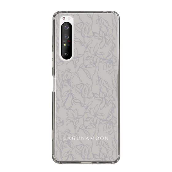 Slim Protection Case［ LAGUNAMOON - FlowerPattern - Grey ］