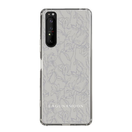 Slim Protection Case［ LAGUNAMOON - FlowerPattern - Grey ］