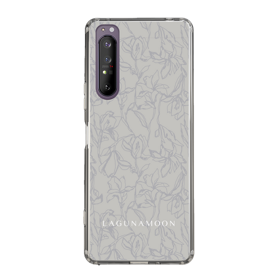 Slim Protection Case［ LAGUNAMOON - FlowerPattern - Grey ］