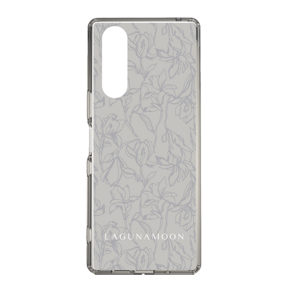 Slim Protection Case［ LAGUNAMOON - FlowerPattern - Grey ］