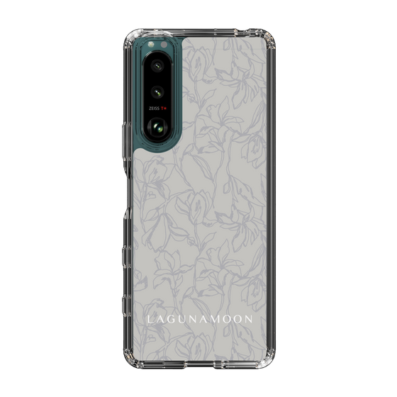 Slim Protection Case［ LAGUNAMOON - FlowerPattern - Grey ］