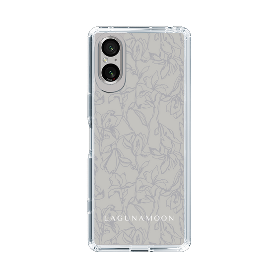 Slim Protection Case［ LAGUNAMOON - FlowerPattern - Grey ］