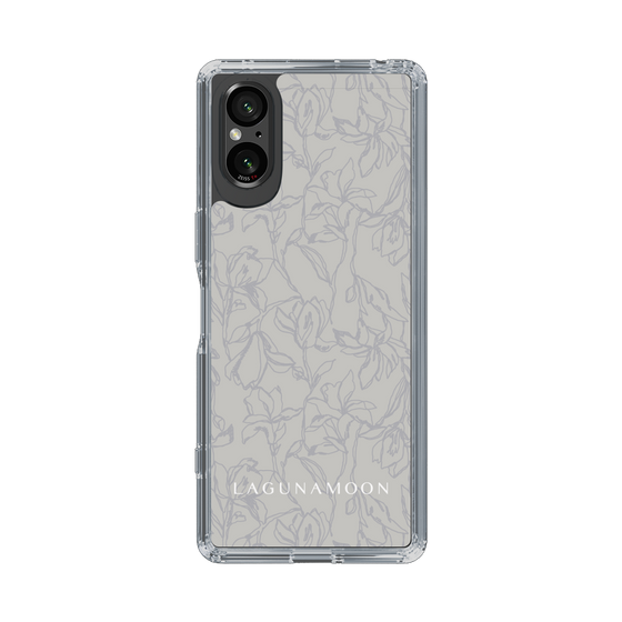 Slim Protection Case［ LAGUNAMOON - FlowerPattern - Grey ］