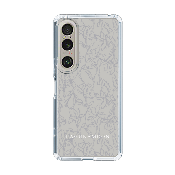 Slim Protection Case［ LAGUNAMOON - FlowerPattern - Grey ］