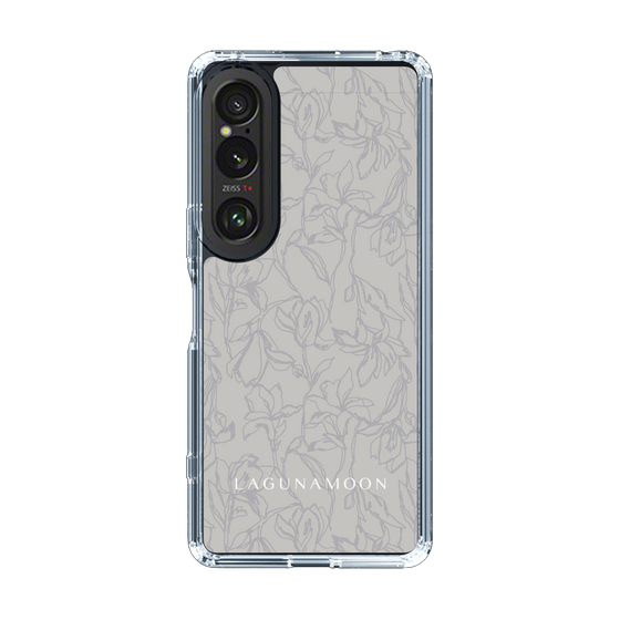 Slim Protection Case［ LAGUNAMOON - FlowerPattern - Grey ］