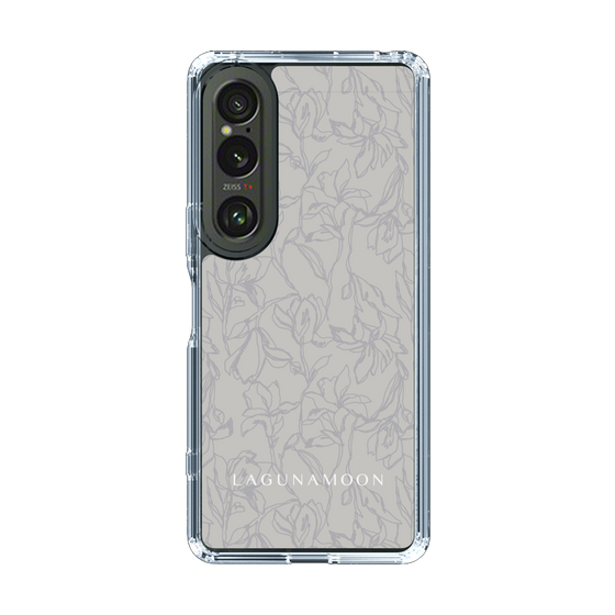 Slim Protection Case［ LAGUNAMOON - FlowerPattern - Grey ］