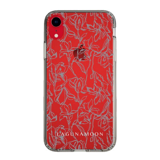 Slim Protection Case［ LAGUNAMOON - FlowerPattern - Clear×Grey ］