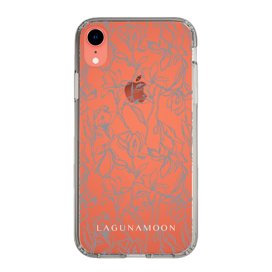 Slim Protection Case［ LAGUNAMOON - FlowerPattern - Clear×Grey ］