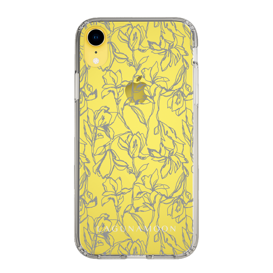 Slim Protection Case［ LAGUNAMOON - FlowerPattern - Clear×Grey ］