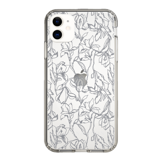 Slim Protection Case［ LAGUNAMOON - FlowerPattern - Clear×Grey ］