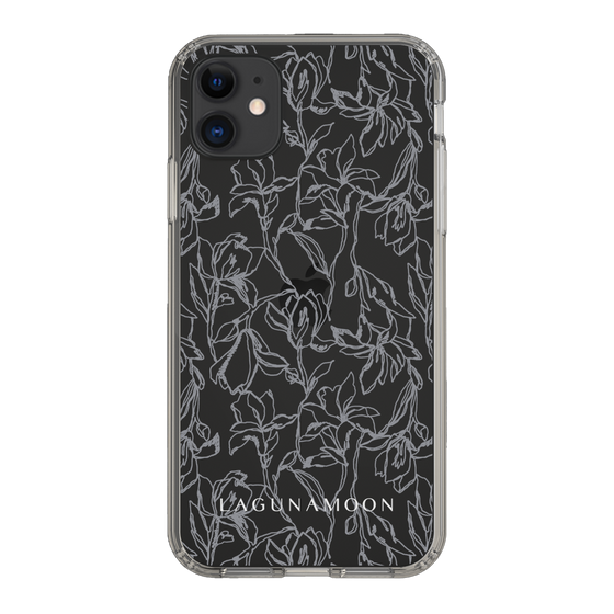Slim Protection Case［ LAGUNAMOON - FlowerPattern - Clear×Grey ］