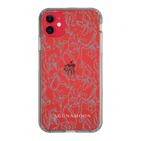 Slim Protection Case［ LAGUNAMOON - FlowerPattern - Clear×Grey ］