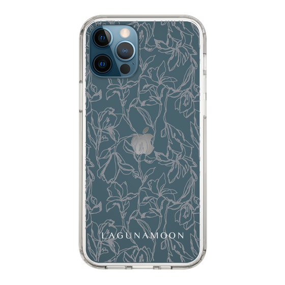 Slim Protection Case［ LAGUNAMOON - FlowerPattern - Clear×Grey ］