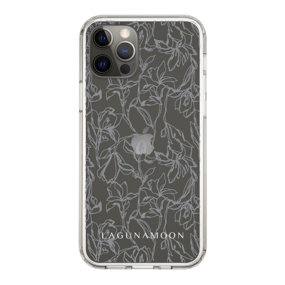 Slim Protection Case［ LAGUNAMOON - FlowerPattern - Clear×Grey ］