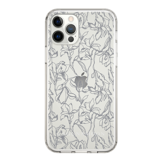 Slim Protection Case［ LAGUNAMOON - FlowerPattern - Clear×Grey ］