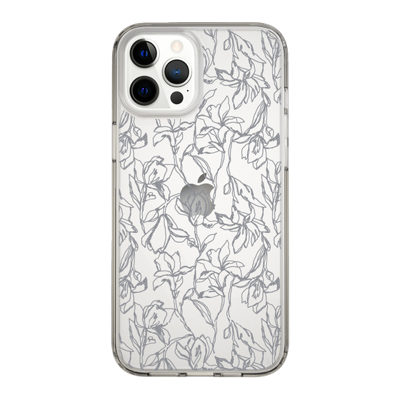 Slim Protection Case［ LAGUNAMOON - FlowerPattern - Clear×Grey ］