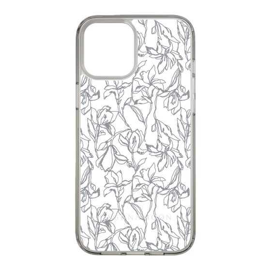 Slim Protection Case［ LAGUNAMOON - FlowerPattern - Clear×Grey ］