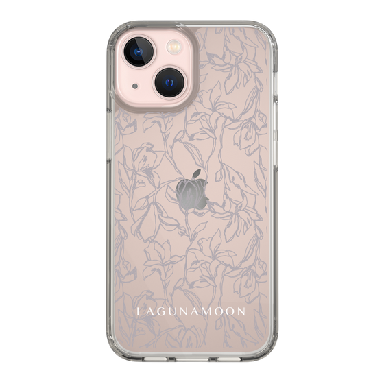 Slim Protection Case［ LAGUNAMOON - FlowerPattern - Clear×Grey ］