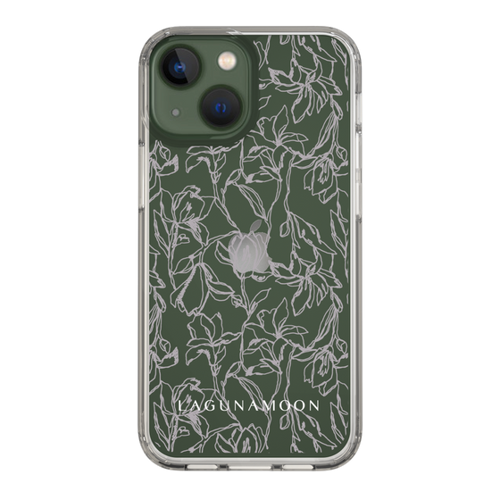Slim Protection Case［ LAGUNAMOON - FlowerPattern - Clear×Grey ］