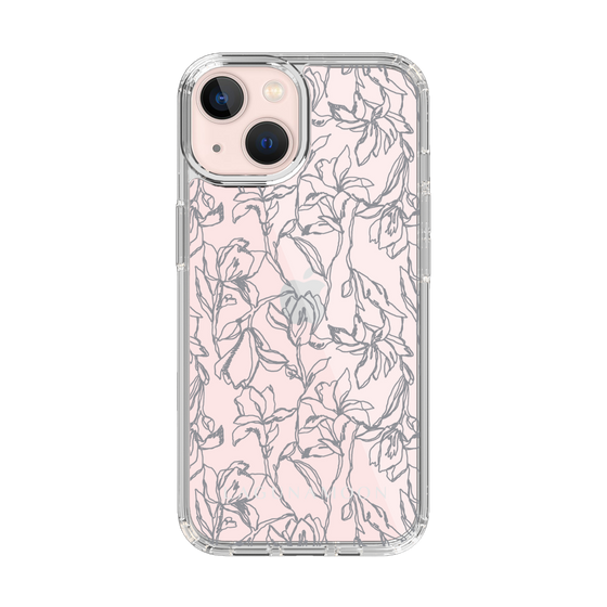 Slim Protection Case［ LAGUNAMOON - FlowerPattern - Clear×Grey ］