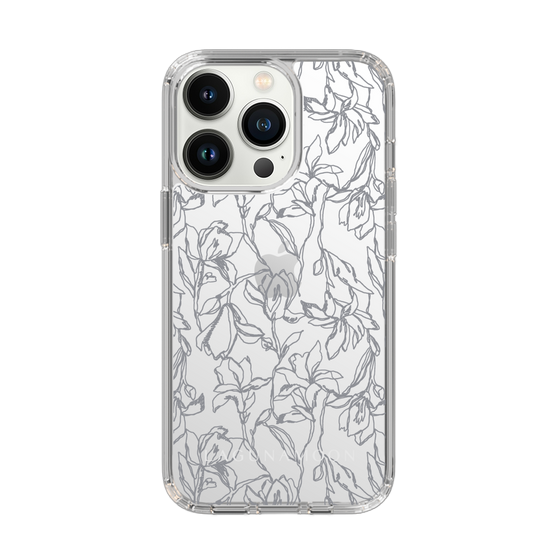 Slim Protection Case［ LAGUNAMOON - FlowerPattern - Clear×Grey ］