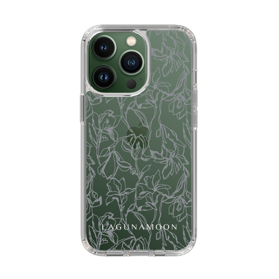 Slim Protection Case［ LAGUNAMOON - FlowerPattern - Clear×Grey ］