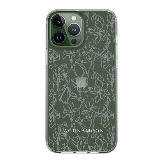 Slim Protection Case［ LAGUNAMOON - FlowerPattern - Clear×Grey ］