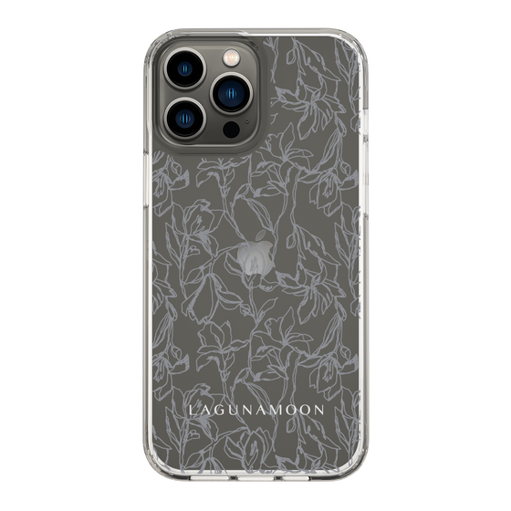 Slim Protection Case［ LAGUNAMOON - FlowerPattern - Clear×Grey ］