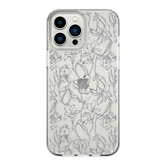 Slim Protection Case［ LAGUNAMOON - FlowerPattern - Clear×Grey ］