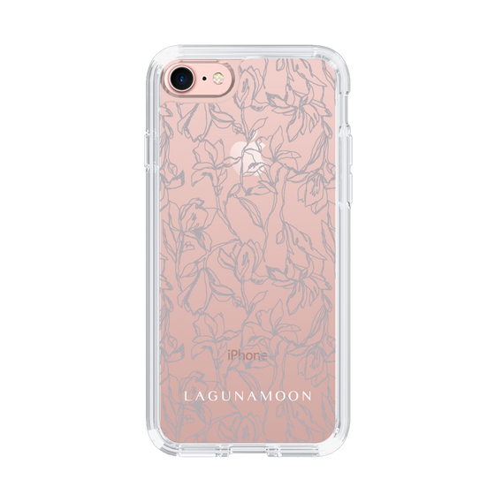 Slim Protection Case［ LAGUNAMOON - FlowerPattern - Clear×Grey ］