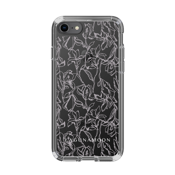 Slim Protection Case［ LAGUNAMOON - FlowerPattern - Clear×Grey ］