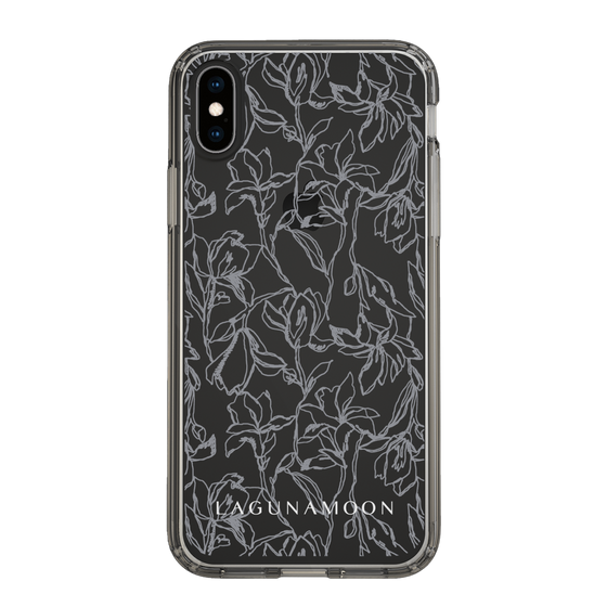 Slim Protection Case［ LAGUNAMOON - FlowerPattern - Clear×Grey ］