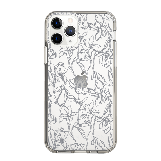Slim Protection Case［ LAGUNAMOON - FlowerPattern - Clear×Grey ］