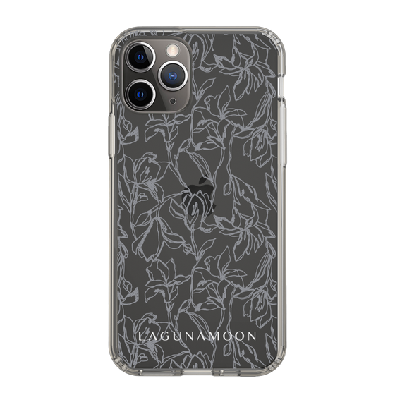 Slim Protection Case［ LAGUNAMOON - FlowerPattern - Clear×Grey ］