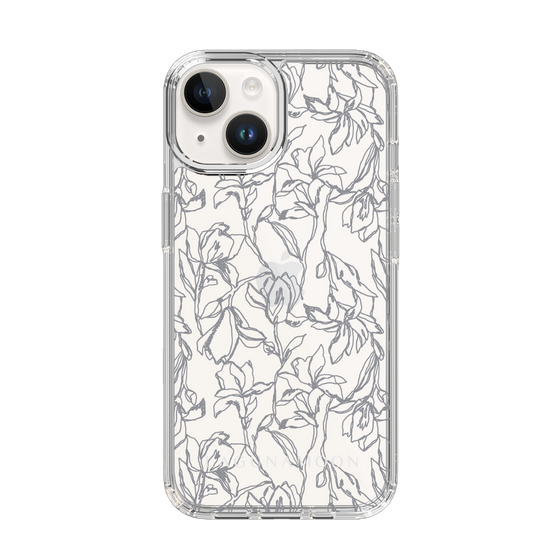Slim Protection Case［ LAGUNAMOON - FlowerPattern - Clear×Grey ］