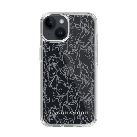 Slim Protection Case［ LAGUNAMOON - FlowerPattern - Clear×Grey ］