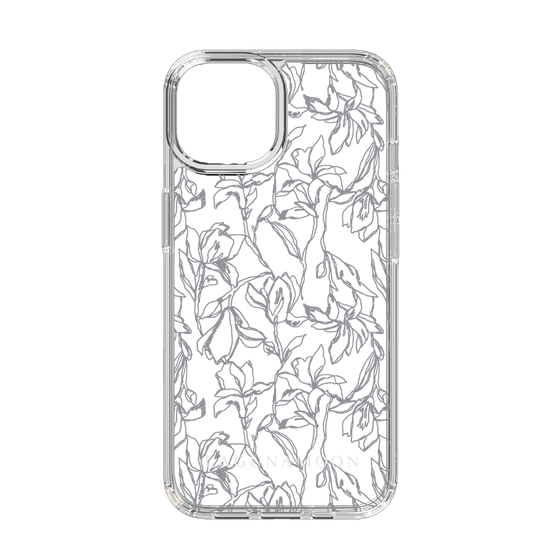 Slim Protection Case［ LAGUNAMOON - FlowerPattern - Clear×Grey ］