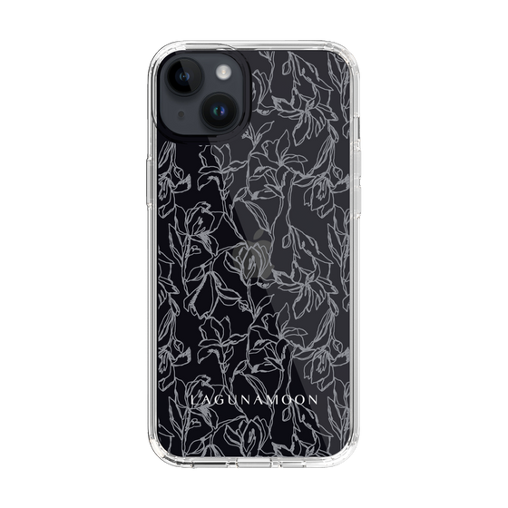 Slim Protection Case［ LAGUNAMOON - FlowerPattern - Clear×Grey ］
