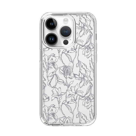 Slim Protection Case［ LAGUNAMOON - FlowerPattern - Clear×Grey ］
