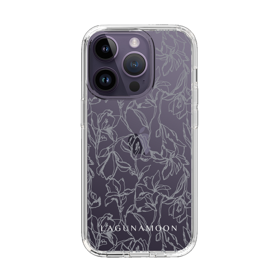 Slim Protection Case［ LAGUNAMOON - FlowerPattern - Clear×Grey ］