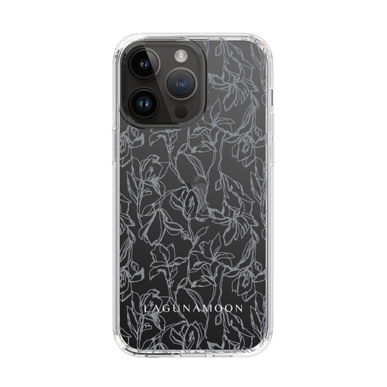 Slim Protection Case［ LAGUNAMOON - FlowerPattern - Clear×Grey ］