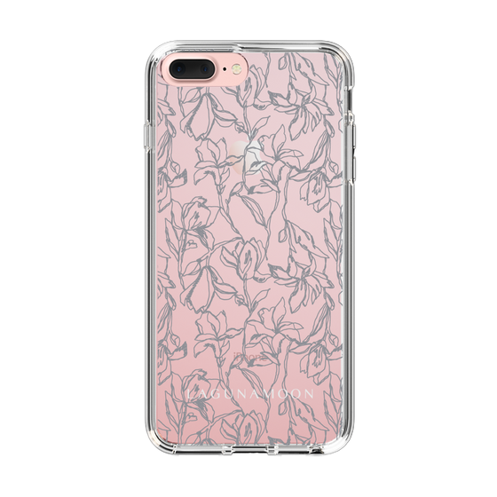 Slim Protection Case［ LAGUNAMOON - FlowerPattern - Clear×Grey ］