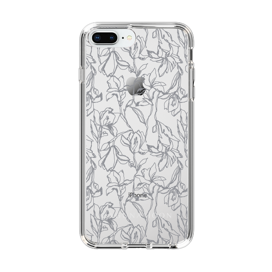 Slim Protection Case［ LAGUNAMOON - FlowerPattern - Clear×Grey ］
