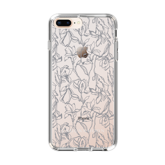 Slim Protection Case［ LAGUNAMOON - FlowerPattern - Clear×Grey ］