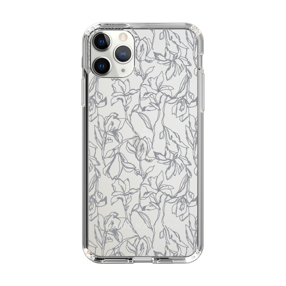 Slim Protection Case［ LAGUNAMOON - FlowerPattern - Clear×Grey ］