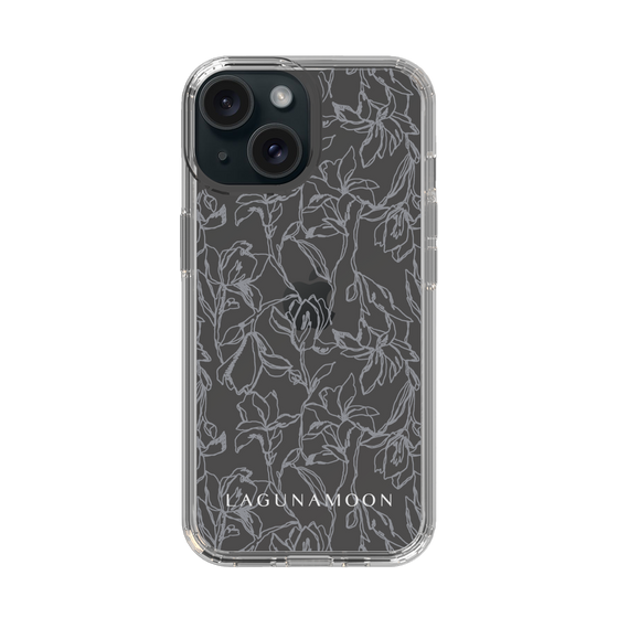 Slim Protection Case［ LAGUNAMOON - FlowerPattern - Clear×Grey ］