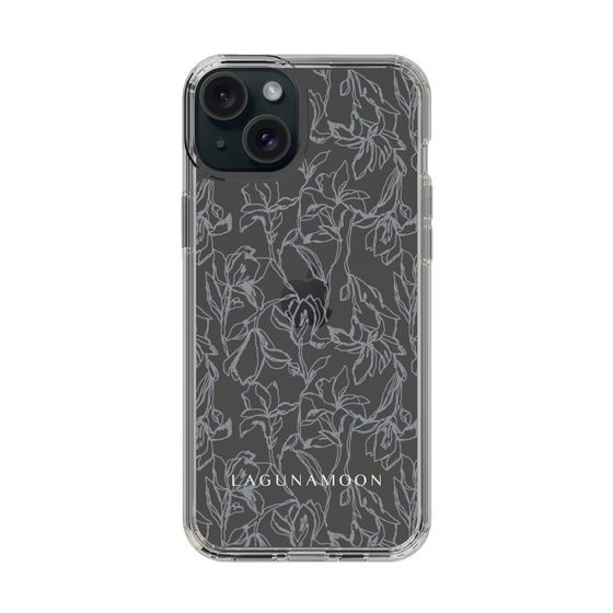 Slim Protection Case［ LAGUNAMOON - FlowerPattern - Clear×Grey ］